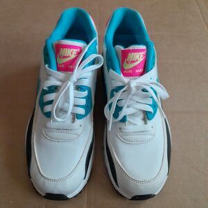 Nike Air Max 90 LTR GS Blue & White 7Y Men's 7 Women's 8.5 Lace up Sneakers